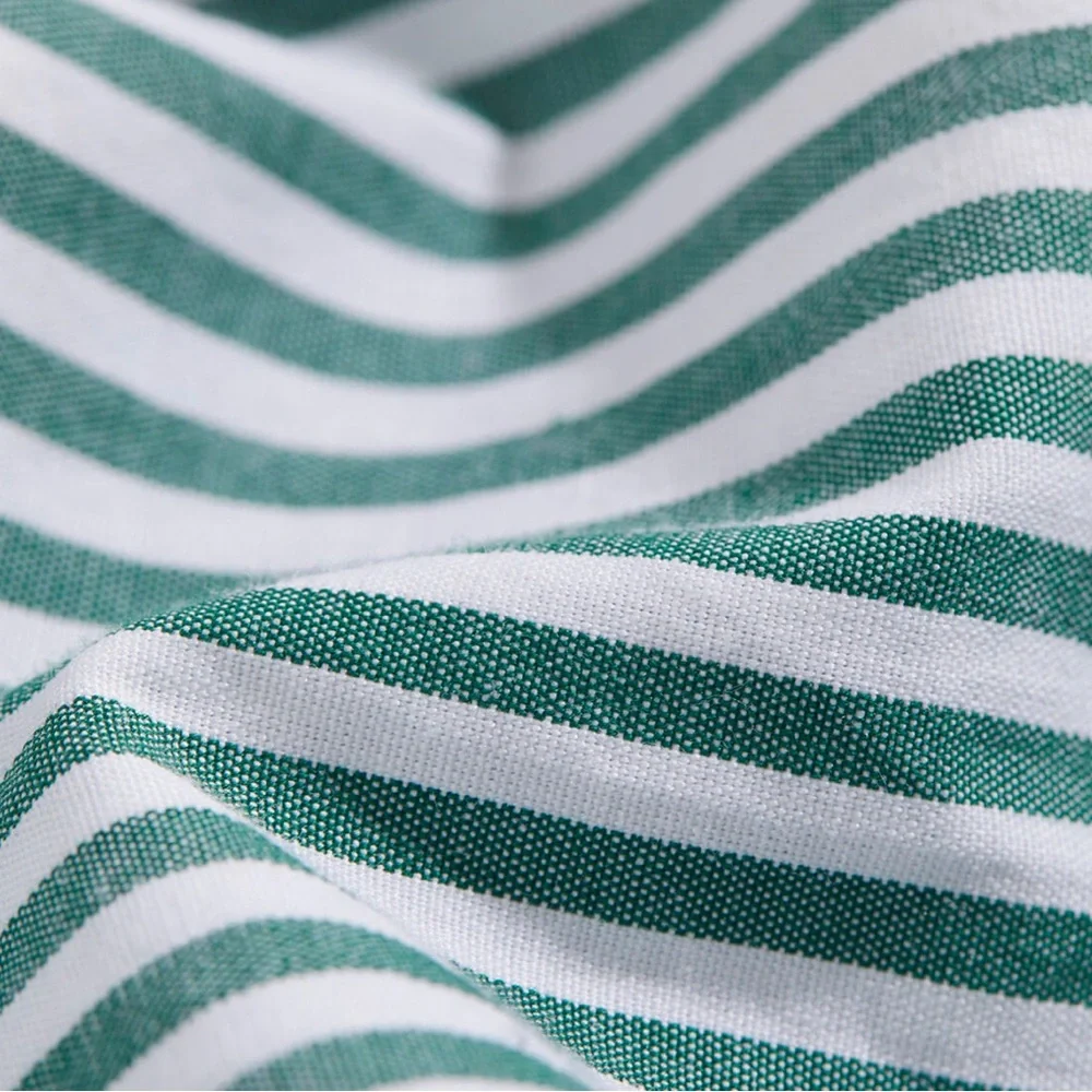 NWT👗 Puff Sleeve Midi Shirtdress👗Green & White Vertical Stripes - Picture 7 of 7